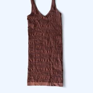 brown ruched bodycon mini dress size large y2k stretchy fitted